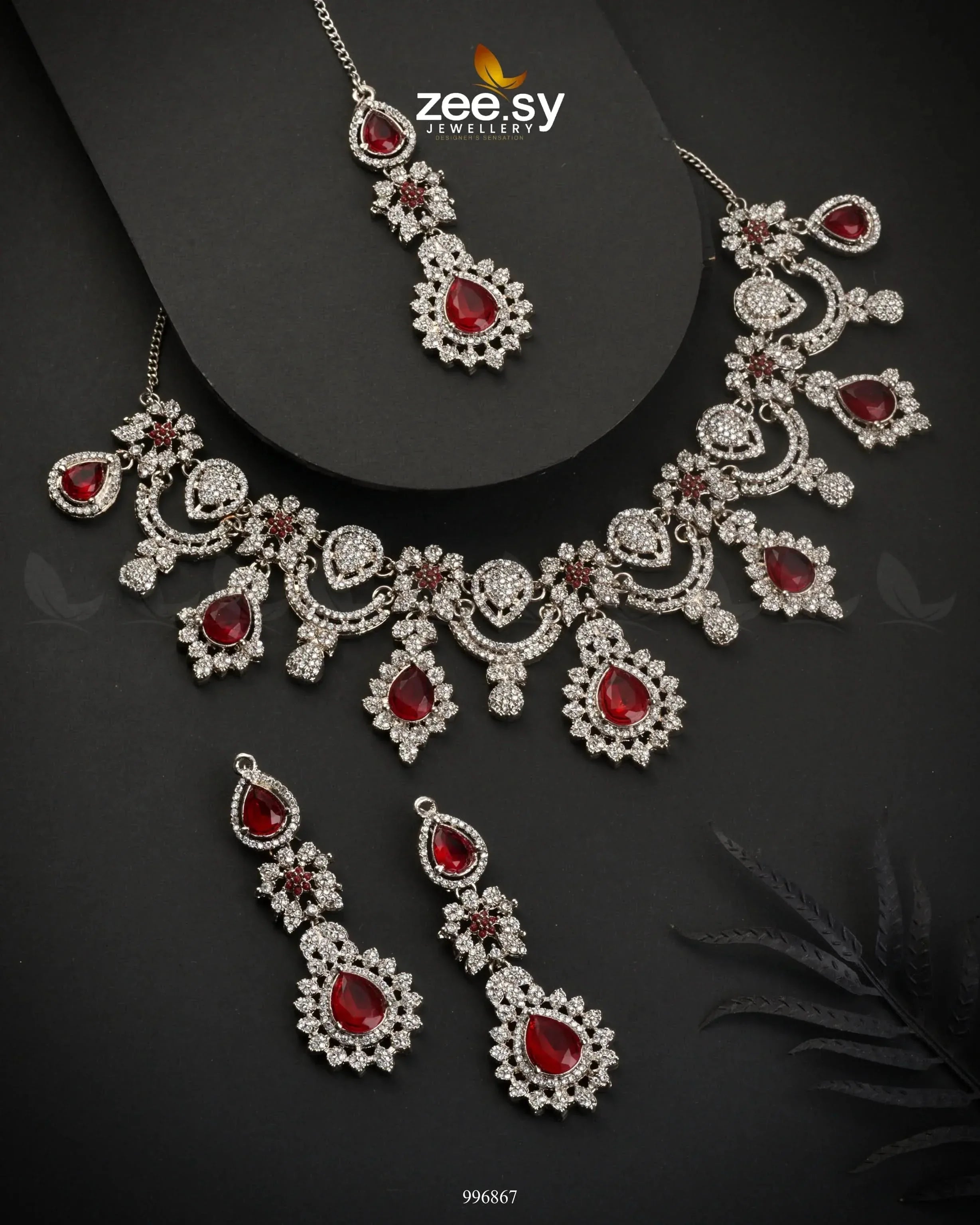 Chrysanthemum Necklace Red Necklace Sets - Zeesy Jewellery Pakistan | Premium Artificial & Imitation Jewellery
