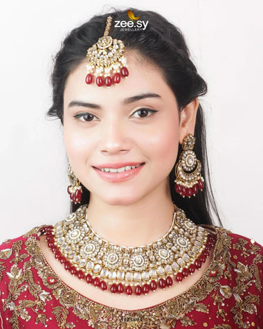 Hoor Bridal Set Red Necklace Sets - Zeesy Jewellery Pakistan | Premium Artificial & Imitation Jewellery