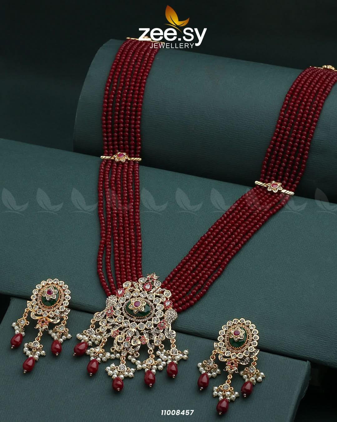 MALLA NECKLACE-0972 Red Necklace Sets - Zeesy Jewellery Pakistan | Premium Artificial & Imitation Jewellery