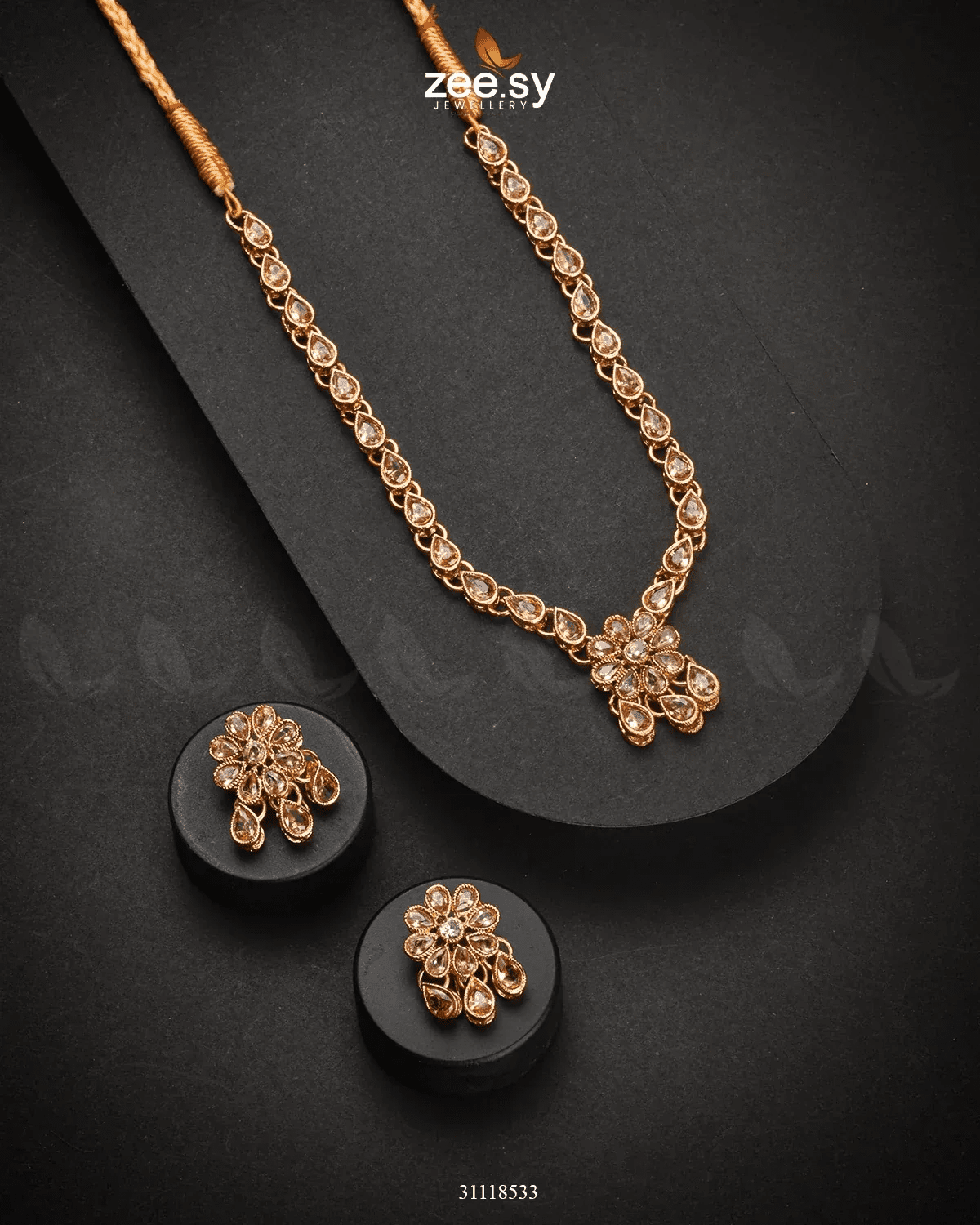 Meridian Necklace Set Champagne Necklace Sets - Zeesy Jewellery Pakistan | Premium Artificial & Imitation Jewellery