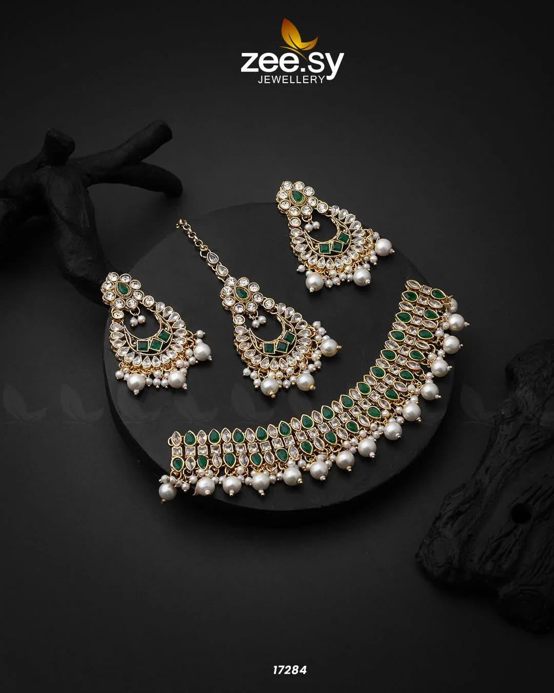 Minecraft Necklace Set Green Necklace Sets - Zeesy Jewellery Pakistan | Premium Artificial & Imitation Jewellery