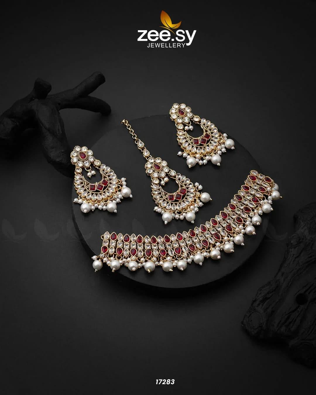 Minecraft Necklace Set Red Necklace Sets - Zeesy Jewellery Pakistan | Premium Artificial & Imitation Jewellery