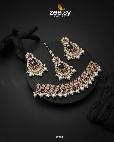 Minecraft Necklace Set Red Necklace Sets - Zeesy Jewellery Pakistan | Premium Artificial & Imitation Jewellery
