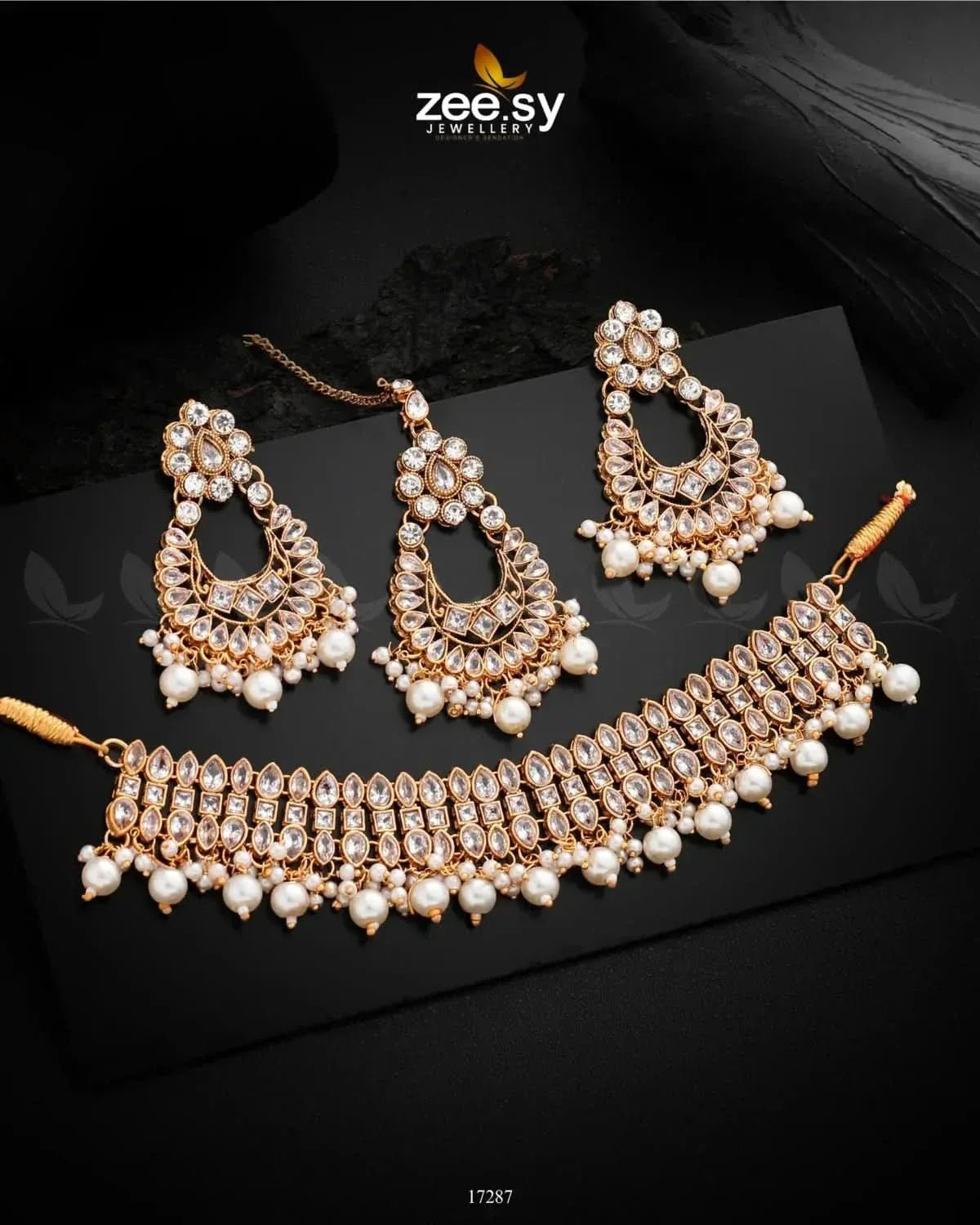 Minecraft Necklace Set White Necklace Sets - Zeesy Jewellery Pakistan | Premium Artificial & Imitation Jewellery