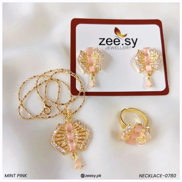 Necklace-0780 Mint Pink Necklace Sets - Zeesy Jewellery Pakistan | Premium Artificial & Imitation Jewellery