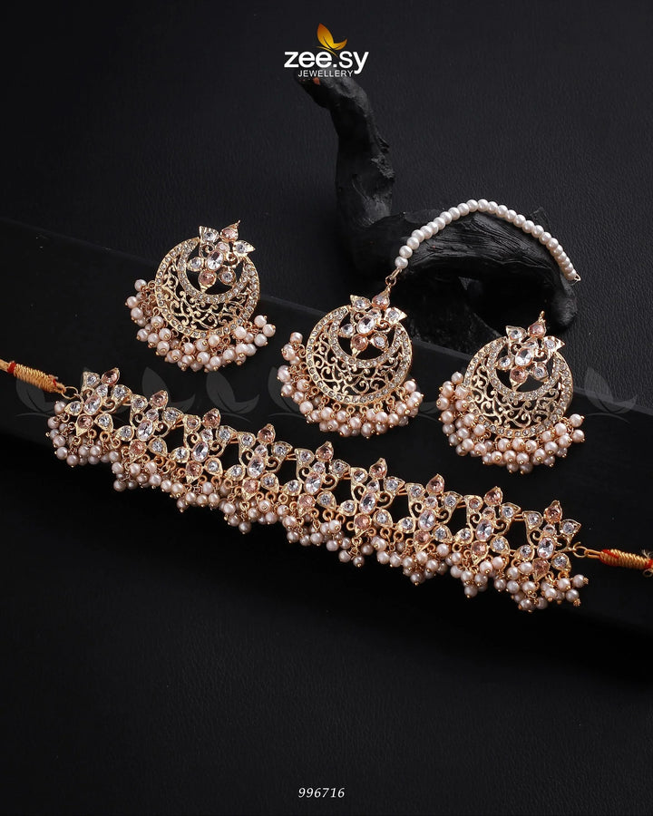 NECKLACE-0920 Champagne Necklace Sets - Zeesy Jewellery Pakistan | Premium Artificial & Imitation Jewellery