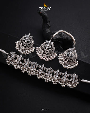 NECKLACE-0920 Silver White Necklace Sets - Zeesy Jewellery Pakistan | Premium Artificial & Imitation Jewellery