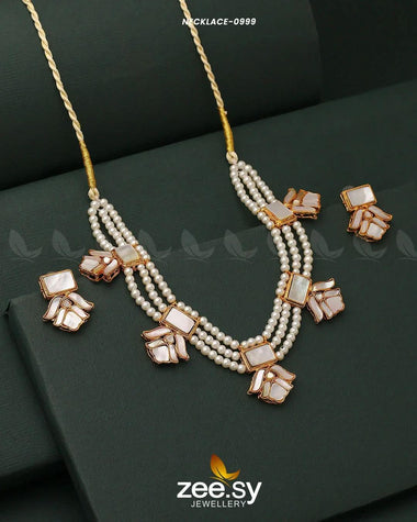 NECKLACE-0999 White Necklace Sets - Zeesy Jewellery Pakistan | Premium Artificial & Imitation Jewellery