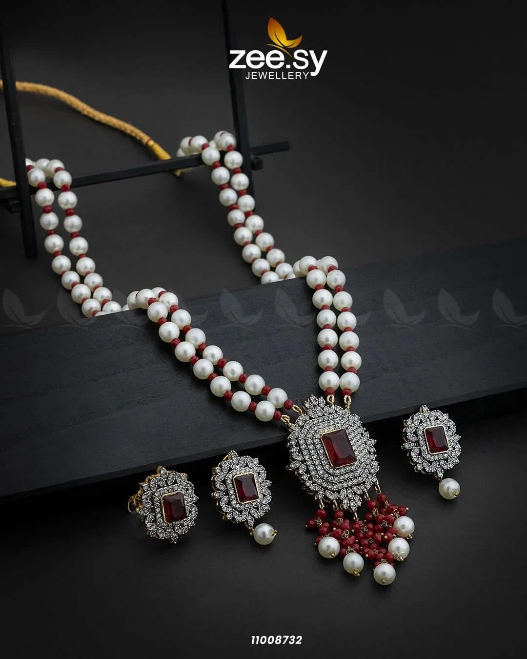NECKLACE-1008 Red Necklace Sets - Zeesy Jewellery Pakistan | Premium Artificial & Imitation Jewellery