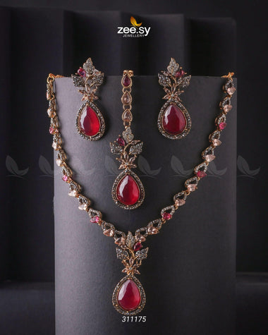 Opal Necklace Set Fuchsia Necklace Sets - Zeesy Jewellery Pakistan | Premium Artificial & Imitation Jewellery