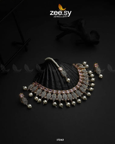 Preeti Necklace Champagne Necklace Sets - Zeesy Jewellery Pakistan | Premium Artificial & Imitation Jewellery