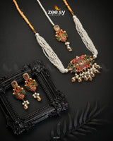 Stokesia Choker Set Champagne Necklace Sets - Zeesy Jewellery Pakistan | Premium Artificial & Imitation Jewellery