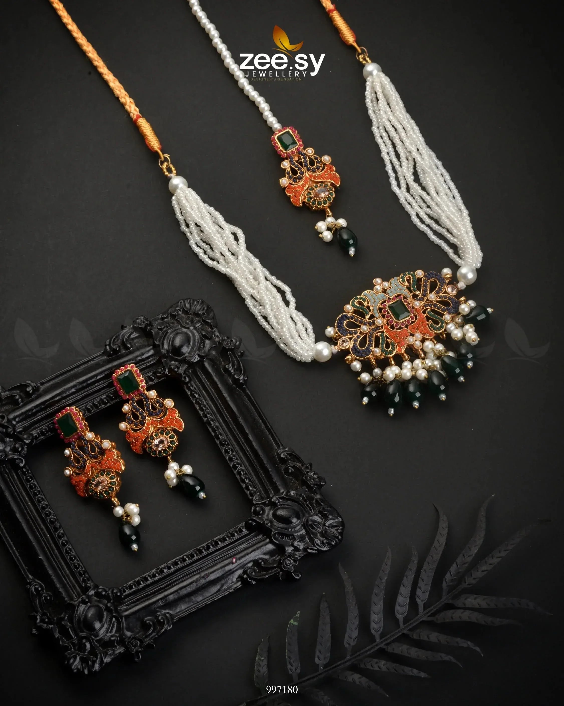 Stokesia Choker Set Emerald Green Necklace Sets - Zeesy Jewellery Pakistan | Premium Artificial & Imitation Jewellery