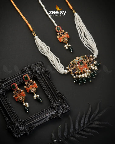 Stokesia Choker Set Emerald Green Necklace Sets - Zeesy Jewellery Pakistan | Premium Artificial & Imitation Jewellery