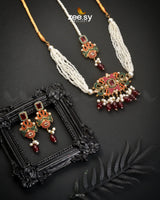 Stokesia Choker Set Red Necklace Sets - Zeesy Jewellery Pakistan | Premium Artificial & Imitation Jewellery