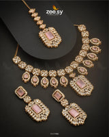 Wave Necklace Set Mint pink Necklace Sets - Zeesy Jewellery Pakistan | Premium Artificial & Imitation Jewellery