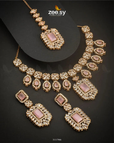 Wave Necklace Set Mint pink Necklace Sets - Zeesy Jewellery Pakistan | Premium Artificial & Imitation Jewellery
