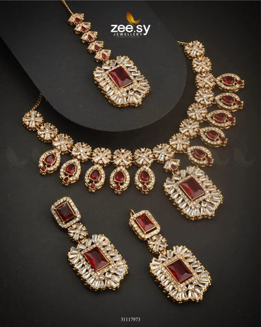 Wave Necklace Set Red Necklace Sets - Zeesy Jewellery Pakistan | Premium Artificial & Imitation Jewellery