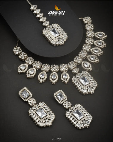 Wave Necklace Set Silver Necklace Sets - Zeesy Jewellery Pakistan | Premium Artificial & Imitation Jewellery