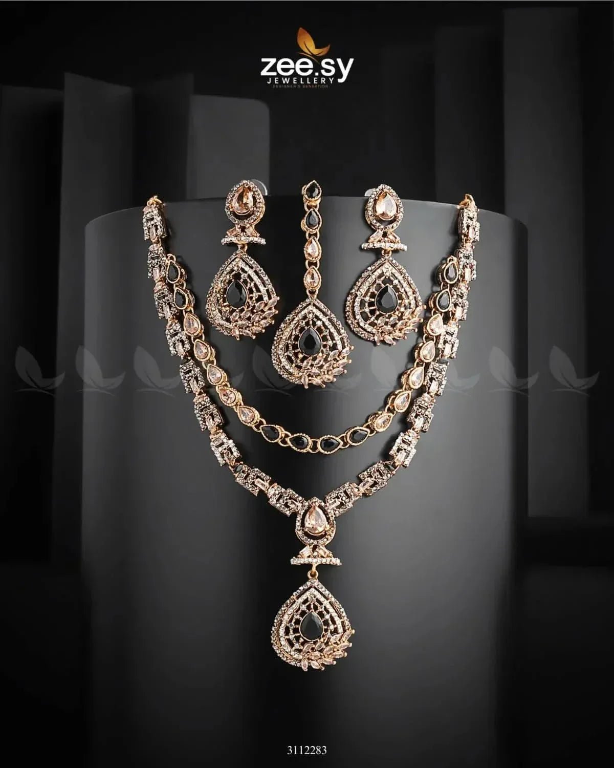 Zinnia Necklace Sets Golden Black Necklace Sets - Zeesy Jewellery Pakistan | Premium Artificial & Imitation Jewellery