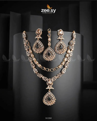 Zinnia Necklace Sets Golden Black Necklace Sets - Zeesy Jewellery Pakistan | Premium Artificial & Imitation Jewellery