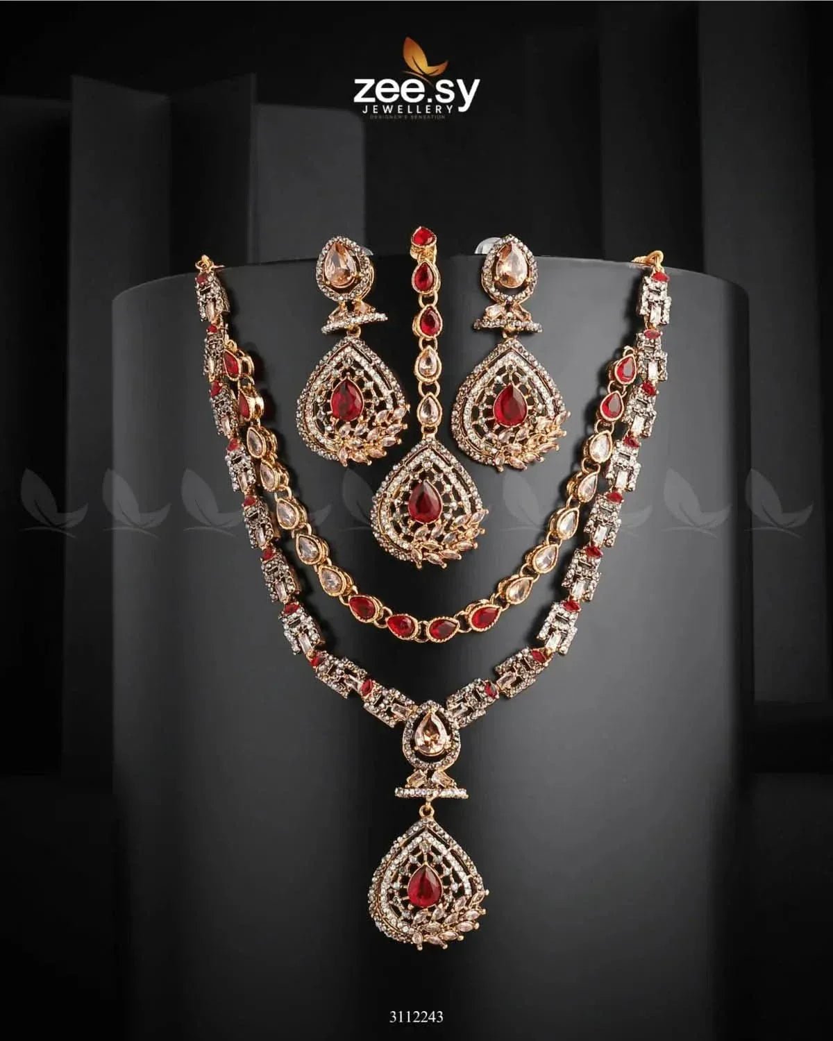 Zinnia Necklace Sets Red Necklace Sets - Zeesy Jewellery Pakistan | Premium Artificial & Imitation Jewellery