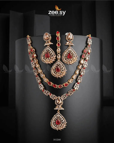 Zinnia Necklace Sets Red Necklace Sets - Zeesy Jewellery Pakistan | Premium Artificial & Imitation Jewellery