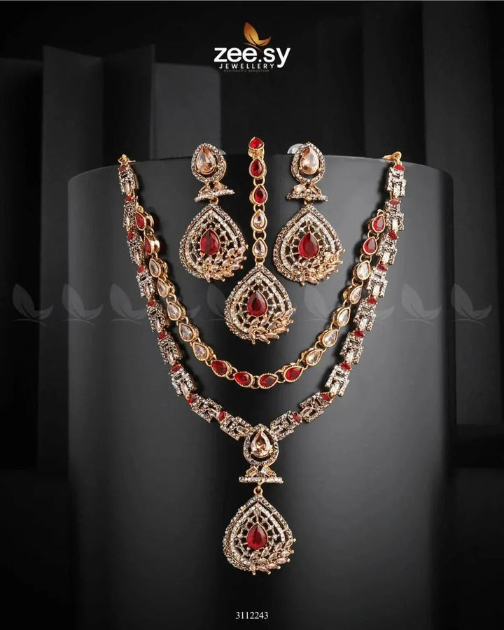 Zinnia Necklace Sets Red Necklace Sets - Zeesy Jewellery Pakistan | Premium Artificial & Imitation Jewellery