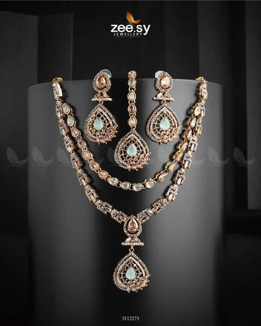 Zinnia Necklace Sets Mint Green Necklace Sets - Zeesy Jewellery Pakistan | Premium Artificial & Imitation Jewellery