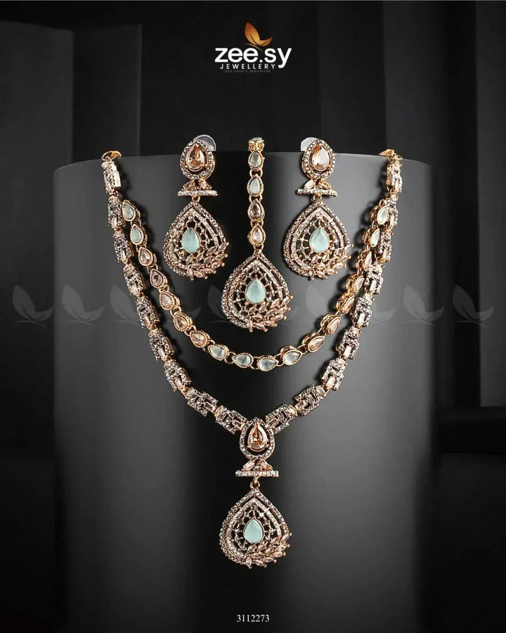Zinnia Necklace Sets Mint Green Necklace Sets - Zeesy Jewellery Pakistan | Premium Artificial & Imitation Jewellery