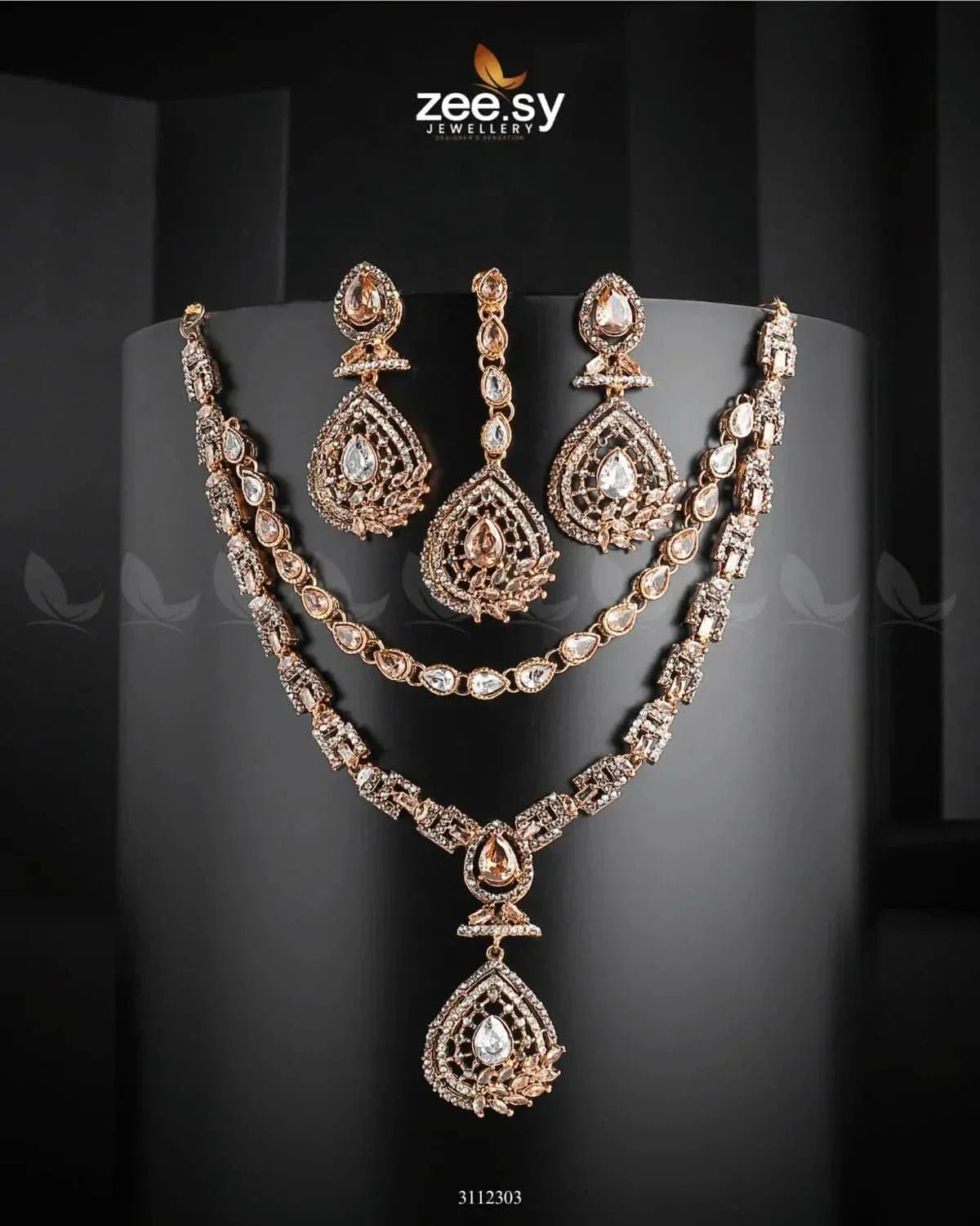 Zinnia Necklace Sets Champagne Necklace Sets - Zeesy Jewellery Pakistan | Premium Artificial & Imitation Jewellery