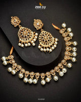 Veiled Necklace Set Champagne Necklace Sets - Zeesy Jewellery Pakistan | Premium Artificial & Imitation Jewellery