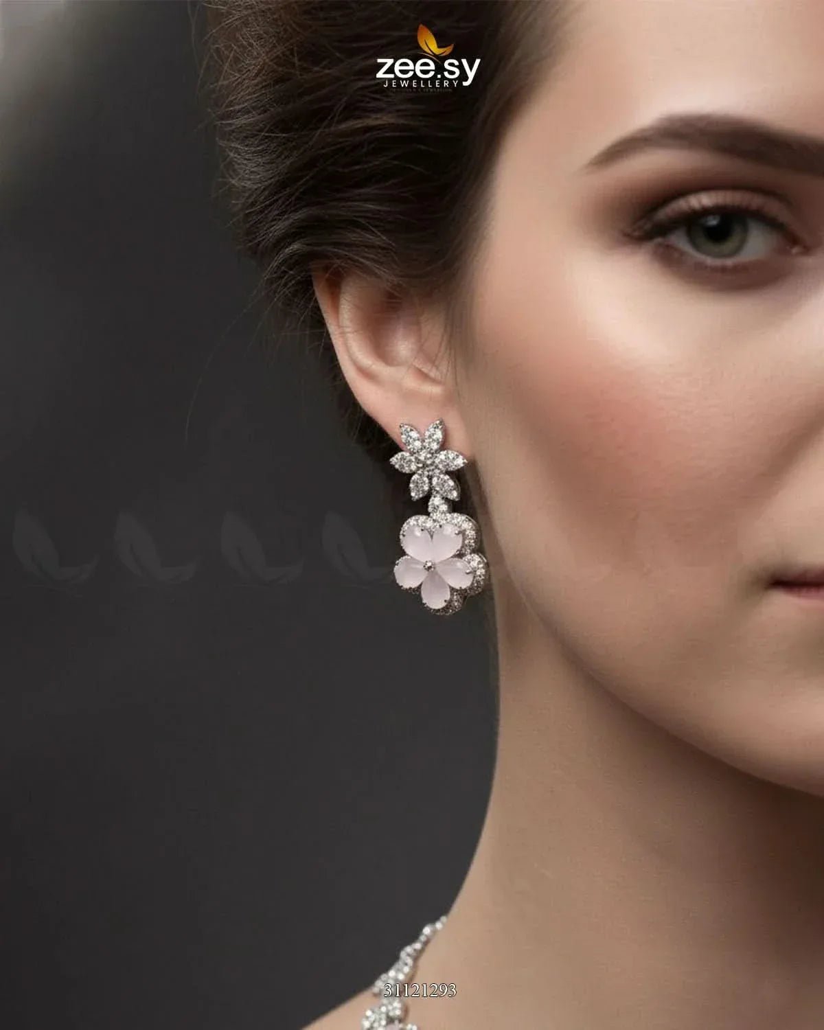 Floral Cubic Stone Necklace Set Necklace Sets - Zeesy Jewellery Pakistan | Premium Artificial & Imitation Jewellery