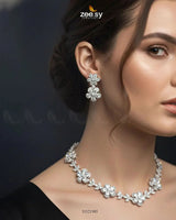 Floral Cubic Stone Necklace Set Necklace Sets - Zeesy Jewellery Pakistan | Premium Artificial & Imitation Jewellery