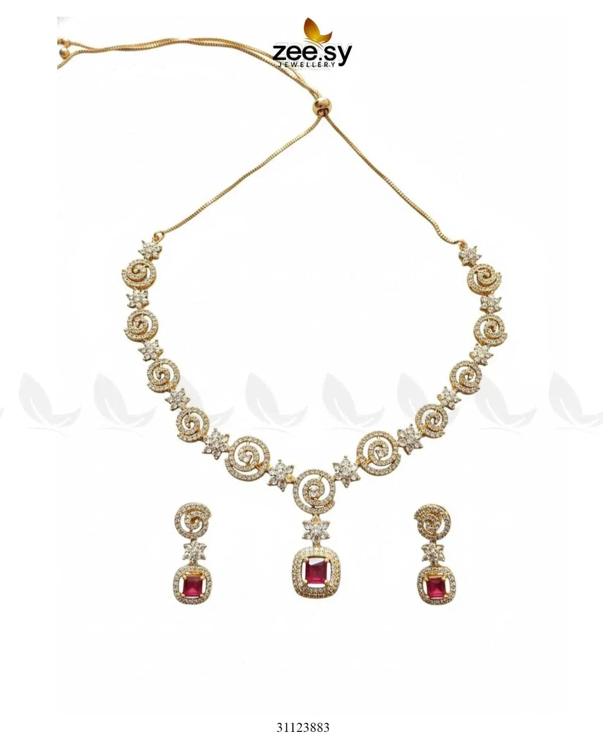 Opulent Vestige Crystal Necklace Set Necklace Sets - Zeesy Jewellery Pakistan | Premium Artificial & Imitation Jewellery