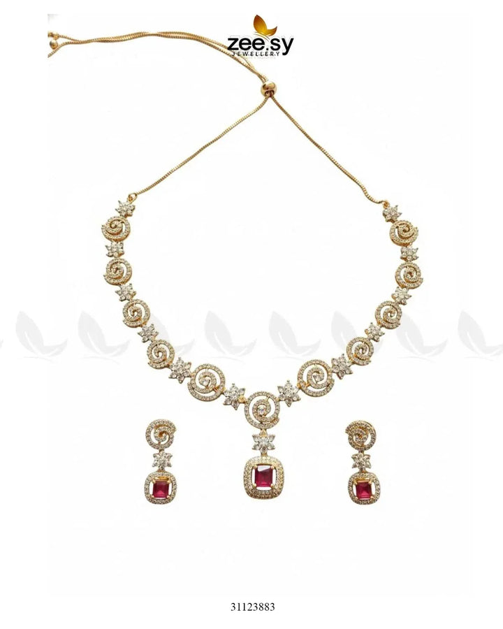 Opulent Vestige Crystal Necklace Set Necklace Sets - Zeesy Jewellery Pakistan | Premium Artificial & Imitation Jewellery
