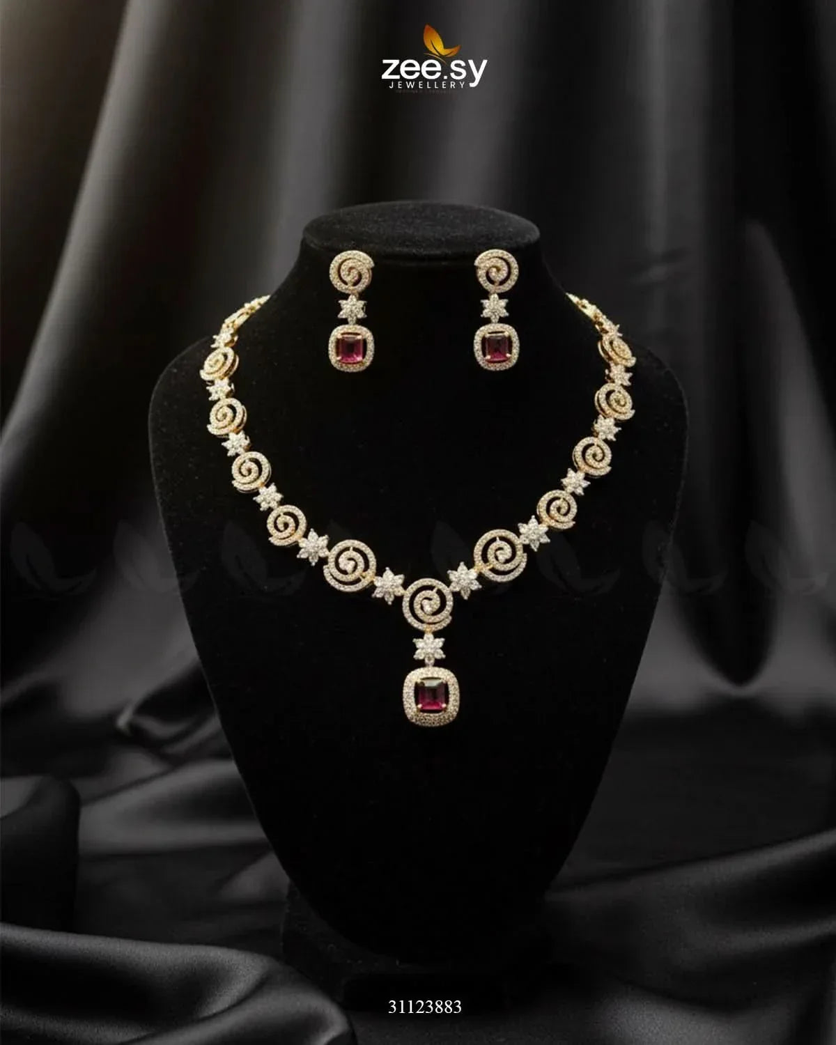 Opulent Vestige Crystal Necklace Set Necklace Sets - Zeesy Jewellery Pakistan | Premium Artificial & Imitation Jewellery