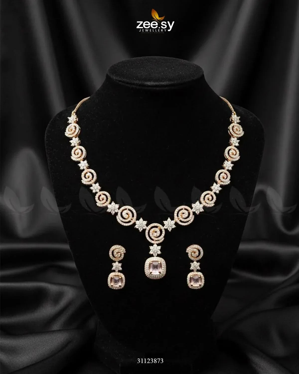Opulent Vestige Crystal Necklace Set Necklace Sets - Zeesy Jewellery Pakistan | Premium Artificial & Imitation Jewellery