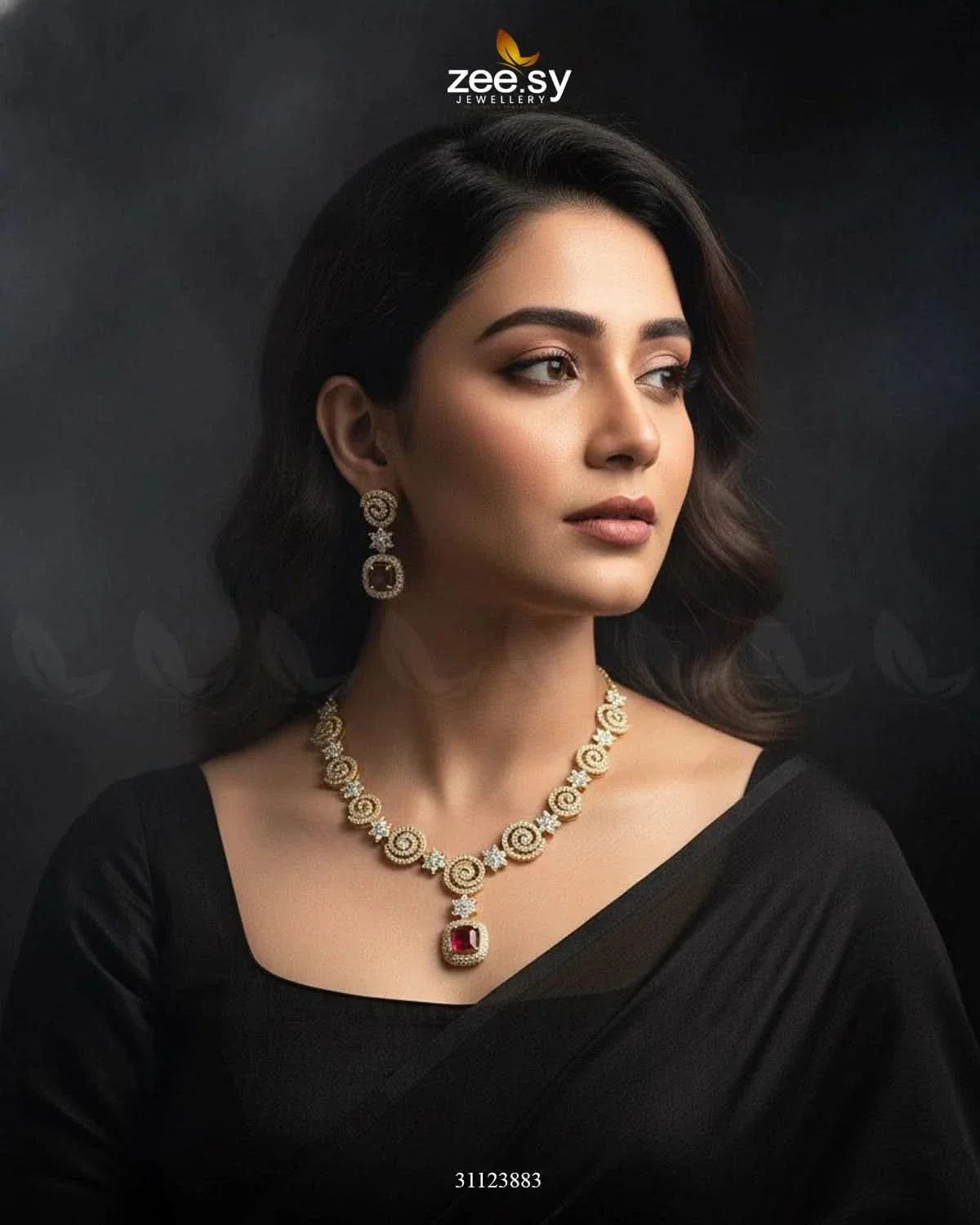 Opulent Vestige Crystal Necklace Set Necklace Sets - Zeesy Jewellery Pakistan | Premium Artificial & Imitation Jewellery