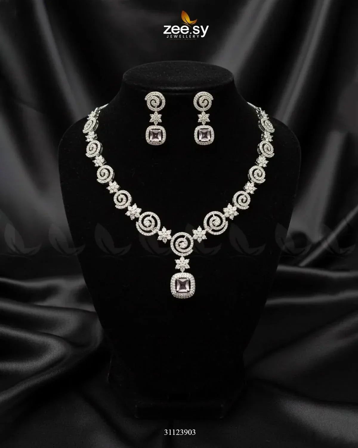Opulent Vestige Crystal Necklace Set Necklace Sets - Zeesy Jewellery Pakistan | Premium Artificial & Imitation Jewellery