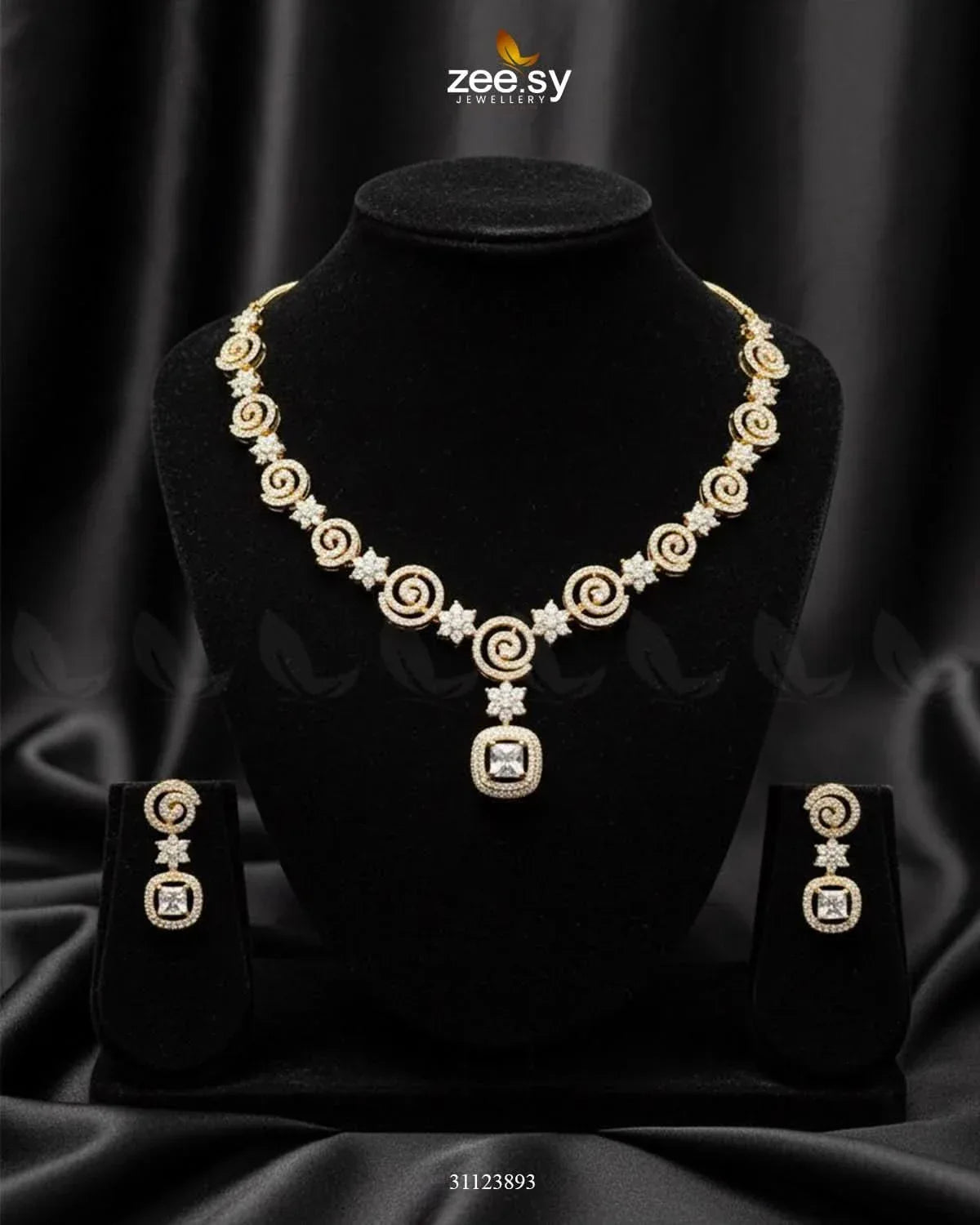 Opulent Vestige Crystal Necklace Set Necklace Sets - Zeesy Jewellery Pakistan | Premium Artificial & Imitation Jewellery