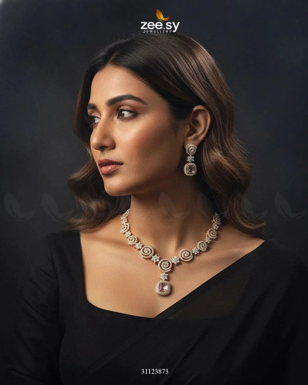 Opulent Vestige Crystal Necklace Set Necklace Sets - Zeesy Jewellery Pakistan | Premium Artificial & Imitation Jewellery