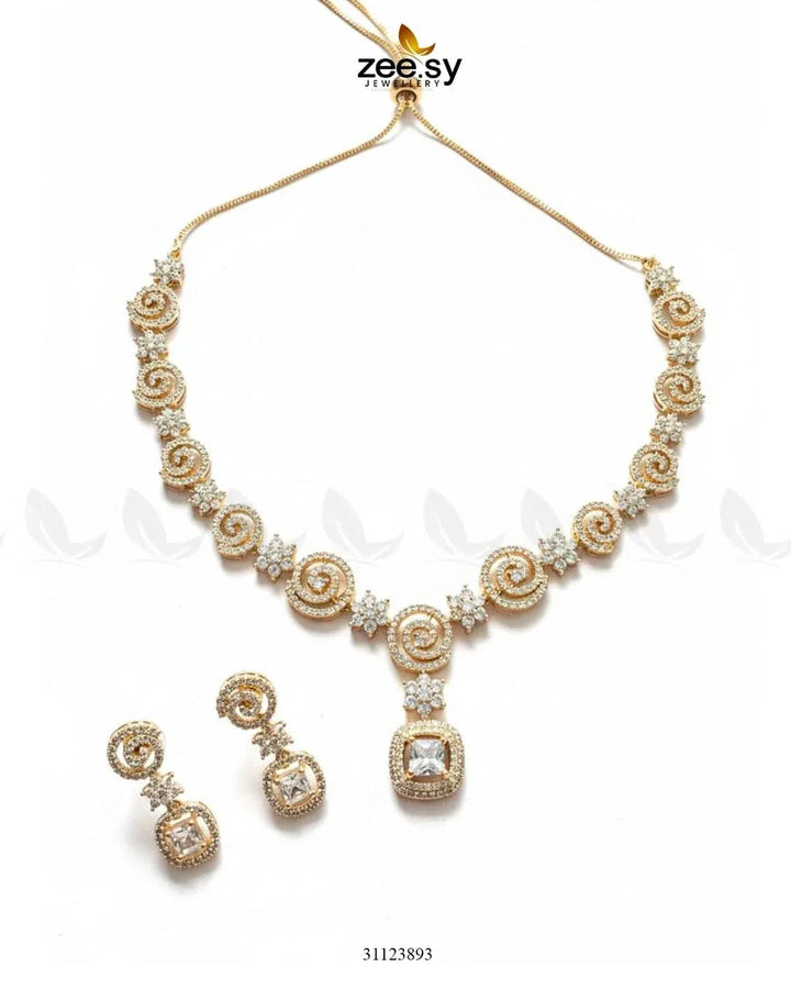 Opulent Vestige Crystal Necklace Set Necklace Sets - Zeesy Jewellery Pakistan | Premium Artificial & Imitation Jewellery