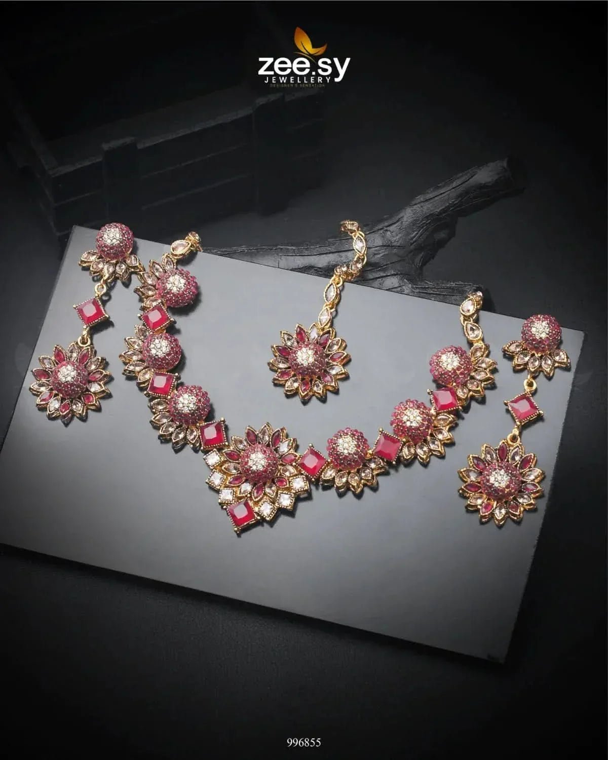 Astilbe Necklace Set Fuchsia Necklace Sets - Zeesy Jewellery Pakistan | Premium Artificial & Imitation Jewellery