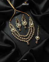 Grandeur Necklace Set Golden Champagne Necklace Sets - Zeesy Jewellery Pakistan | Premium Artificial & Imitation Jewellery