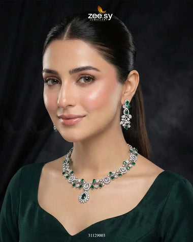 Silver Blossom Vine Necklace Set Necklace Sets - Zeesy Jewellery Pakistan | Premium Artificial & Imitation Jewellery