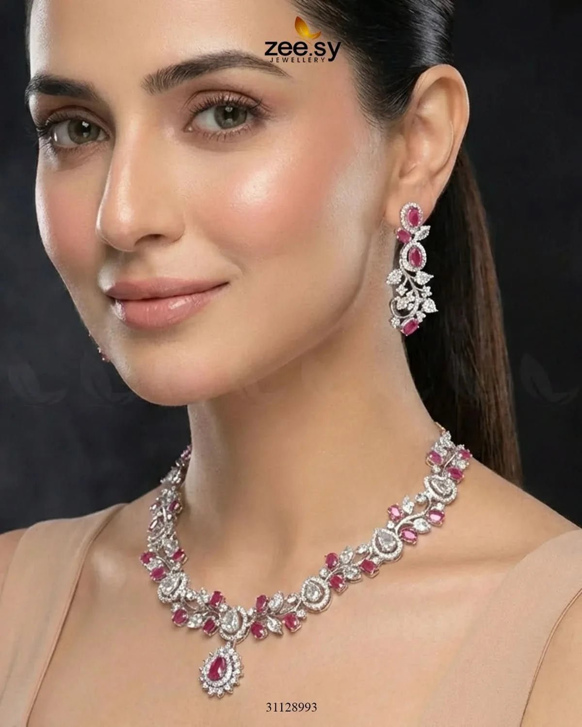 Silver Blossom Vine Necklace Set Necklace Sets - Zeesy Jewellery Pakistan | Premium Artificial & Imitation Jewellery
