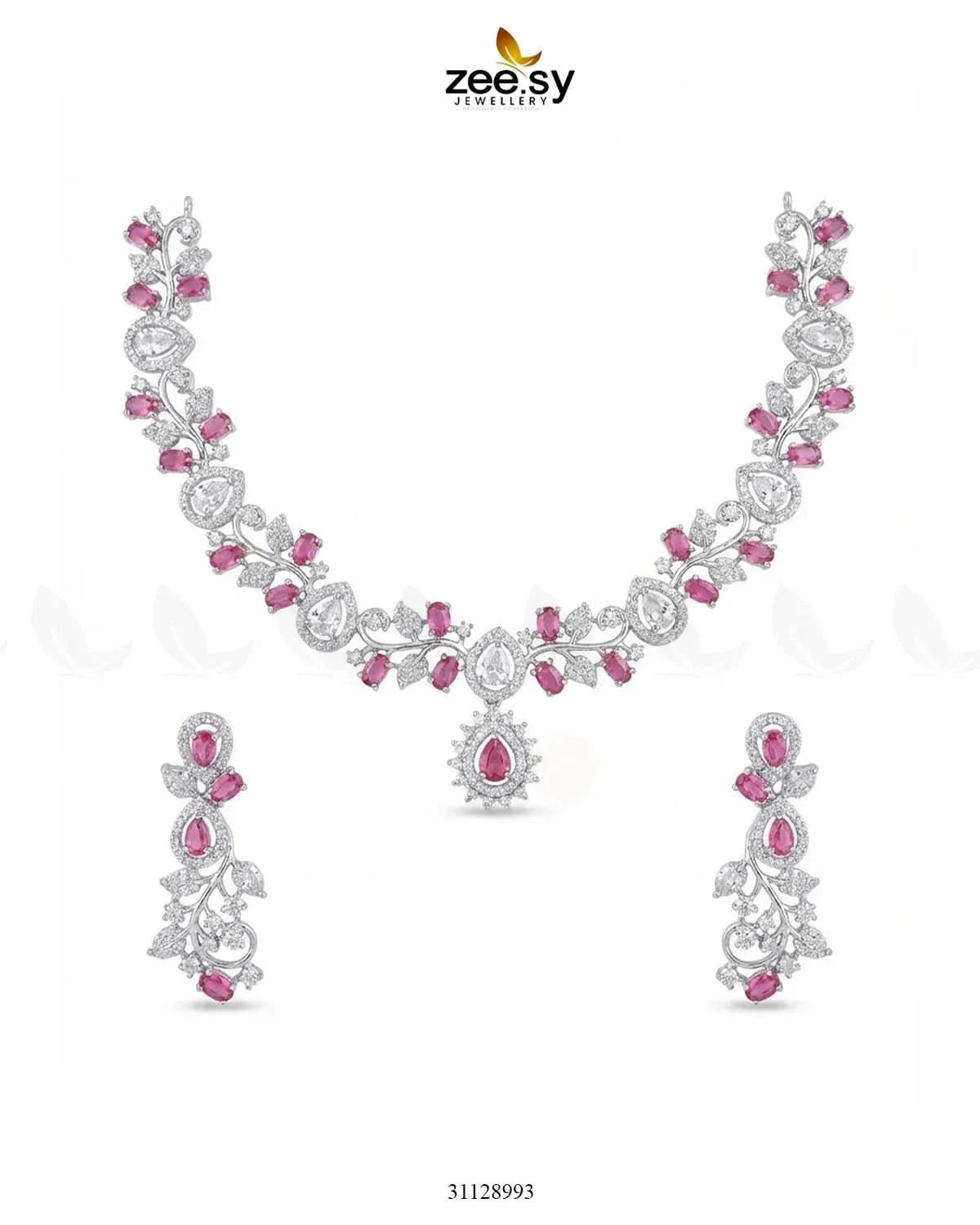 Silver Blossom Vine Necklace Set Necklace Sets - Zeesy Jewellery Pakistan | Premium Artificial & Imitation Jewellery