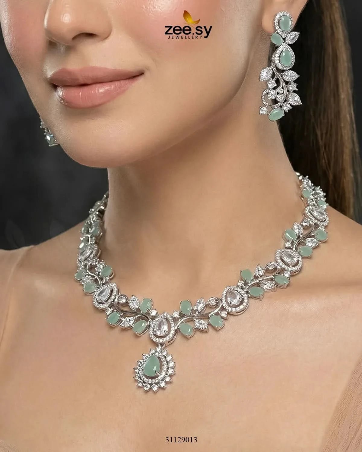 Silver Blossom Vine Necklace Set Necklace Sets - Zeesy Jewellery Pakistan | Premium Artificial & Imitation Jewellery