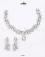 Silver Blossom Vine Necklace Set Full Silver Necklace Sets - Zeesy Jewellery Pakistan | Premium Artificial & Imitation Jewellery